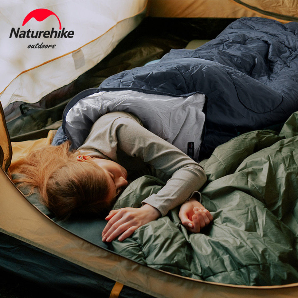 Спальний мішок Naturehike Y150L, лівий сіро-блакитний Фото 2